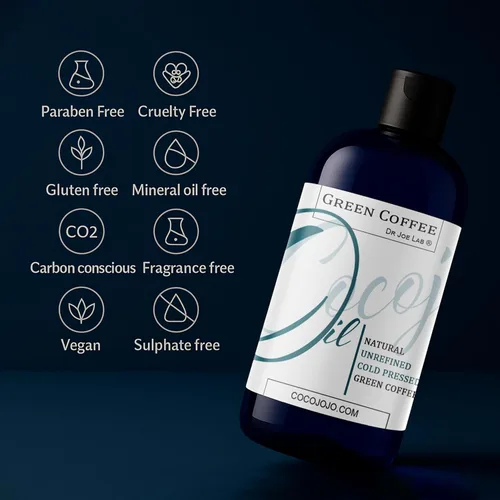 Vista 5 de Dr Joe Lab Aceite de grano de café verde, puro, sin refinar, prensado en frío, sin OMG, aceite portador para piel, cabello, uñas, cuerpo, cara
