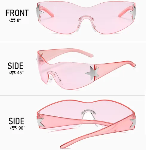 Vista 2 de Palarado Y2K - Gafas de sol de moda de los años 2000 Cyber Shield Star para mujer sin montura