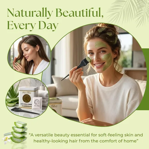 Vista 7 de Hair Bliss Natural Aloe Vera Herbal Hair & Skin Conditioning Powder 12 Individual Sachets (10 gm Each) Reusable Brush & Tray Included By Pride