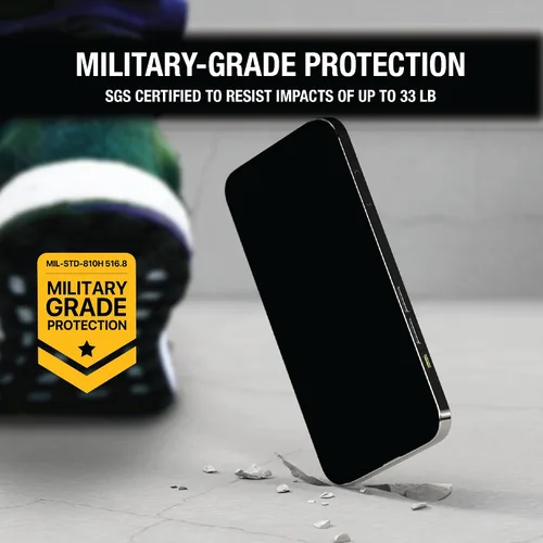 Vista 7 de DEWALT Paquete de 2 protectores de pantalla de privacidad resistentes para iPhone 13 Pro Max/14 Plus, protección de sensor, compatible con isla