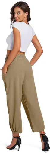 Vista 6 de Pantalones capri de yoga para mujer, pierna ancha, holgados, cómodos, con bolsillos