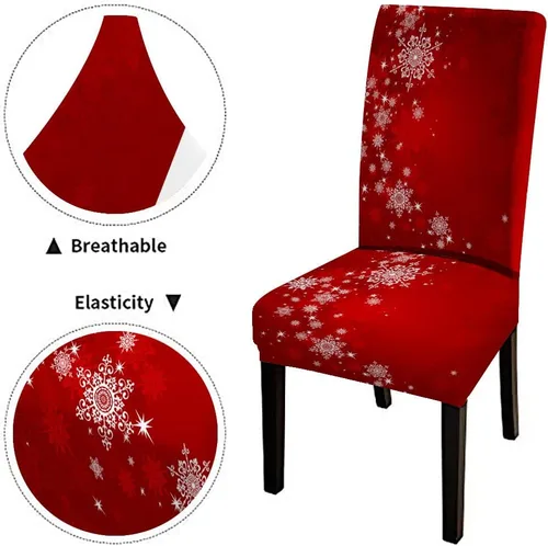 Vista 42 de CAPSCEOLL Christmas Dining Chair Covers,Snowflakes Festive Winter Pattern Stretch Chair Covers for Dining Room Set of 2 Washable Spandex Parson