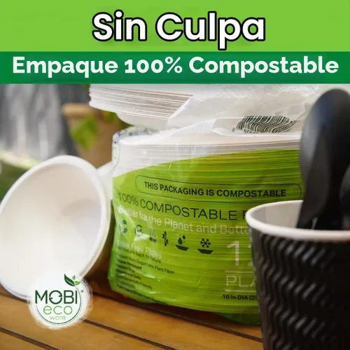 Vista 4 de Platos de papel, 100 % compostables, 10 pulgadas por 0.5 pulgadas de profundidad, plato desechable resistente, certificado (BPI), sin (PFAS)