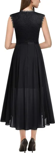 Vista 2 de Miusol Vestido largo formal de dama de honor estilo retro con encaje para mujer