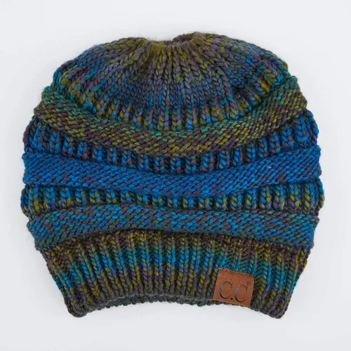 Vista 2 de C.C Exclusives - Gorro de invierno para mujer con agujero para coleta o moño, gorro beanie para mujer (MB-20A)