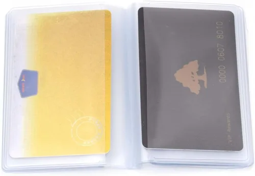 Vista 3 de 2 piezas de plástico de la cartera inserta el titular de la tarjeta de crédito con 10 páginas 20 ranuras, transparente, Transparente, Cartera