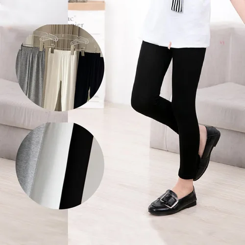 Vista 7 de Leggings básicos de algodón para niñas pequeñas, paquete de 3 leggings para niñas, pantalones largos, leggings activos para niñas
