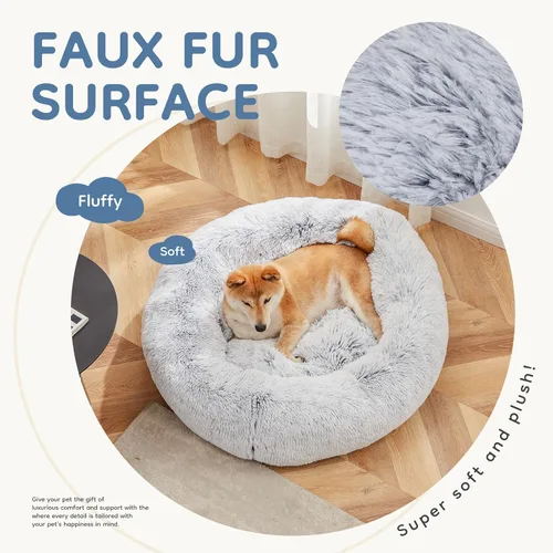 Vista 3 de DUMOS Cama para perro XL de 37.4 x 37.4 pulgadas para uso en interiores 2-Gris