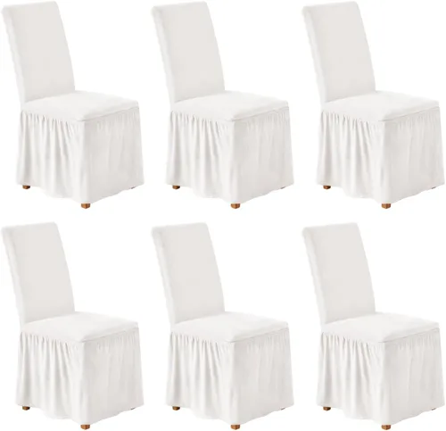Vista 25 de NICEEC Fundas de silla de elastano para sillas de comedor, juego de 2 fundas de silla de comedor extraíbles con falda, fundas para sillas Parson