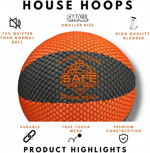 Vista 4 de Safe Sport Gear La Canasta de Baloncesto de Casa - HouseHoops Baloncesto - Textura y Rebote Realistas - No Rayará ni Dañará Pisos y Paredes