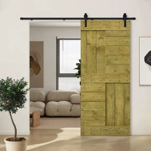 Vista 44 de TMS Serie N - Puerta corrediza interior de madera de pino anudada con kit de herrajes deslizantes (32 x 84 pulgadas, blanco)