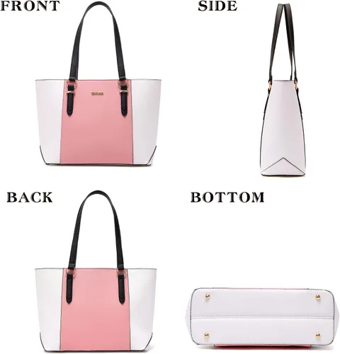 Vista 5 de Qiyuer - Bolsos para mujer, carteras, juegos de bolsos con asa superior, bolsos de hombro, bolso de mano, bolso de trabajo con cartera a juego, 3
