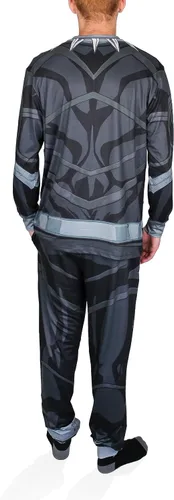 Vista 2 de Marvel Avengers Black Panther Deadpool Spiderman - Conjunto de pijama para hombre adulto Negro Gris