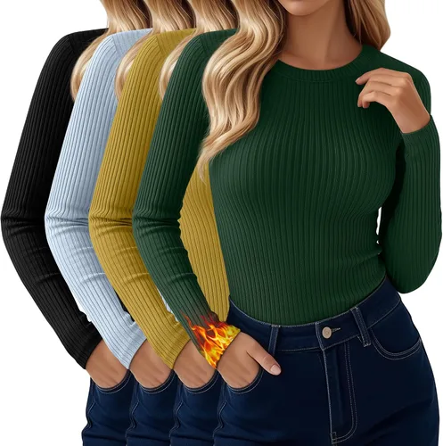 Vista 7 de Paquete de 4 camisas térmicas de manga larga acanaladas