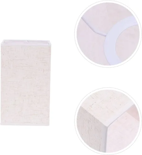 Vista 8 de OSALADI Pantalla de lámpara de lino natural, pantalla de tela cuadrada, pantalla de lámpara cuadrada con clip pequeño, cubierta de luz rectangular