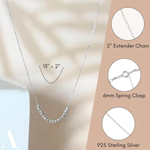 Vista 7 de Annika Bella Collar de Plata de Ley 925 con Cuentas en Barra para Mujer, Collar Corto y Delicado con Cuentas de Plata, Joyería Resistente al