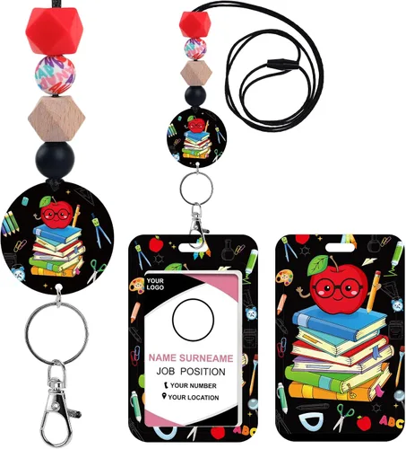 Vista 10 de Cordones para Profesores para Tarjetas de Identificación - Llavero Bohemio de Silicona con Cuentas Separables, Accesorios para Mujeres, Lindo
