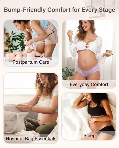 Vista 5 de Intimate Portal Ropa Interior de Maternidad de Algodón para Embarazo Posparto Calzones Debajo del Vientre Estilo Boyshort