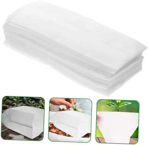 Vista 9 de 100pcs Biodegradable Nursery Growing Bags Non-Woven Fabric Planting Pouches 20x20cm for Seedlings Vegetable Breeding Garden Use