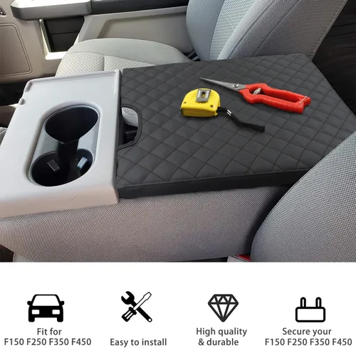 Vista 6 de Funda de reposabrazos de consola central para accesorios Ford F150 2015-2026 para F250 F350 F450 2017-2026 con asiento de salto 40/20/40, protección