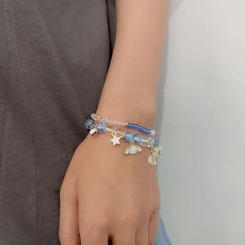 Vista 4 de ZMANYIJEW Pulsera de cuentas de cristal para mujer, lindas pulseras de cuentas a juego para mejor amiga