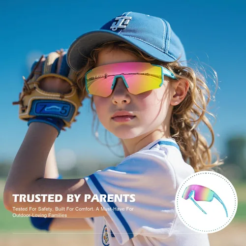 Vista 5 de Fanshen Kids Baseball Sunglasses Youth - Sports Polarized Sunglasses Softball Cycling for Boys Girls Ages 3-12 UV Protection