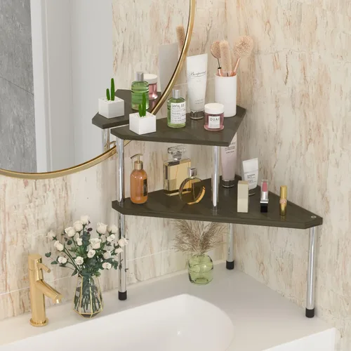Vista 5 de Weenson Organizador de Mostrador de Baño Estante de Esquina - Organizador de Baño de 2 Niveles Organización de Baño Estante de Bambú para Lavabo