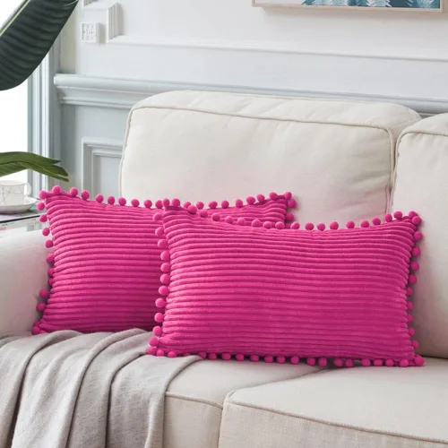 Vista 71 de Fancy Homi Juego de 2 fundas de almohada decorativas negras de 12 x 12 pulgadas con pompones para sofá y cama, decoración moderna de estilo bohemio