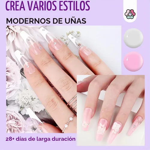 Vista 7 de Kit de gel para uñas de secado rápido Saviland - Gel duro formador rosa claro con mini luz UV, geles superiores, deshidratador, imprimación