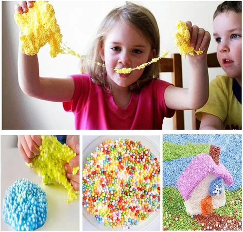 Vista 5 de DECORA 240000 unidades de mini bolas de espuma de 0.18 a 0.118 pulgadas (2 a 0.118 in), cuentas de espuma de arco iris, cuentas decorativas de limo