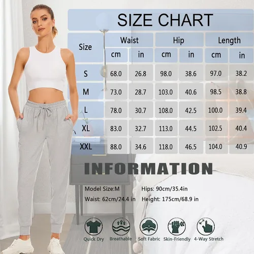 Vista 6 de BATHRINS Women's Lightweight Sweatpants Comfy Workout Joggers Lounge Pants with Zipper Pockets