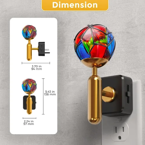 Vista 7 de L LOHAS LED Luz Nocturna con Atenuación Sin Escalones del 0-100%, Luz Nocturna de Vidrio Manchado Enchufable con Sensor de Anochecer a Amanecer, Luz