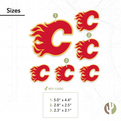 Vista 2 de Desert Cactus Calgary Flames Team NHL National Hockey League - Calcomanía de vinilo para botella de agua para laptop, álbum de recortes de automóvil