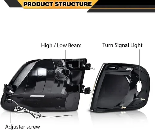 Vista 3 de CNNELL Juego de faros LED DRL estilo fábrica y luces de estacionamiento de esquina compatibles con F150 Expedition 1997-2002/Ford F150 Lente