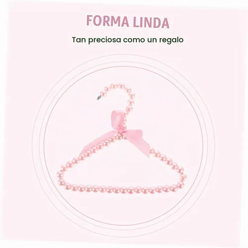 Vista 8 de 5 piezas de perlas rosadas pequeñas perchas de ropa con perlas de imitación con lazo de cinta para mascotas, perros, gatos, ropa de bebé