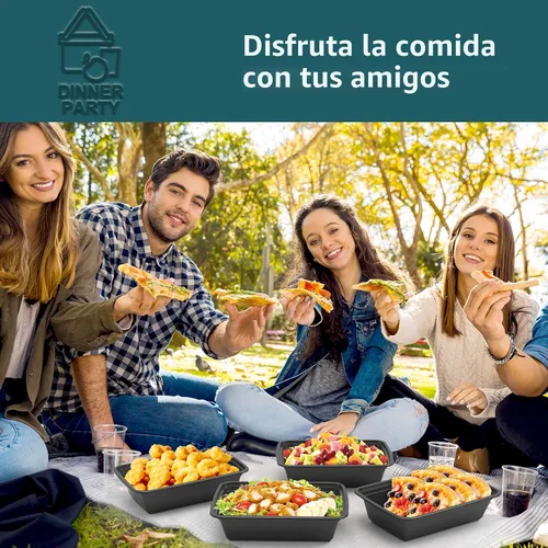 Vista 7 de WGCC Recipientes para preparación de comidas, paquete de 50 recipientes de almacenamiento de alimentos extragruesos con tapas, lonchera Bento