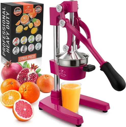Vista 25 de Zulay Kitchen Exprimidor de hierro fundido, exprimidor de naranja resistente con coladores desmontables para una fácil limpieza, prensa de cítricos