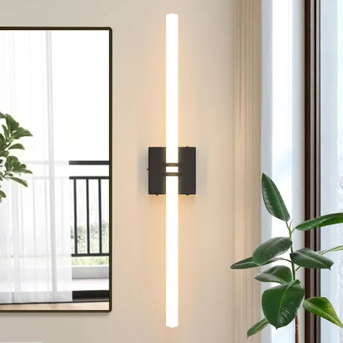 Vista 11 de Lámparas de baño, níquel cepillado de 18 W, LED de 360 °, iluminación completa, moderna aplique de pared lámpara de tocador con 5