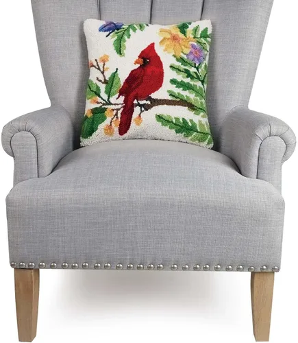 Vista 2 de Peking Handicraft Cardinal - Almohada con gancho de relleno de polietileno, cuadrado de 16 pulgadas, decoración del hogar