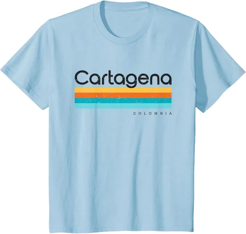 Vista 10 de Camiseta vintage de Cartagena Colombia con diseño retro, Blanco, S