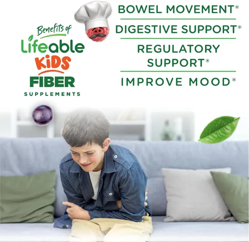 Vista 3 de Lifeable Gomitas de fibra prebiótica sin azúcar para niños, 0.14 onzas de fibra para niños, suplementos de fibra vegetariana de gran sabor