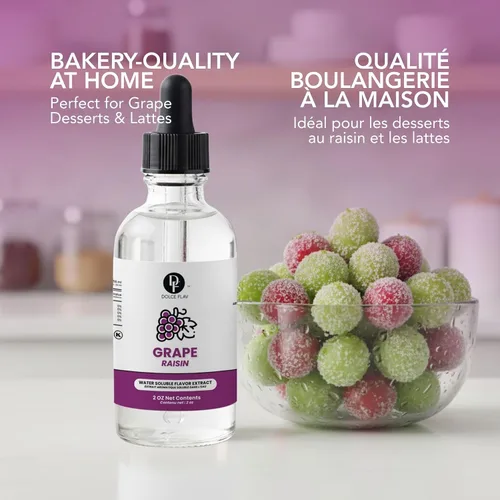 Vista 5 de Dolce Flav Extracto de uva – 2 onzas soluble en aceite, Kosher, sin azúcar, sabor concentrado de frutas para dulces, chocolates y postres, incluye