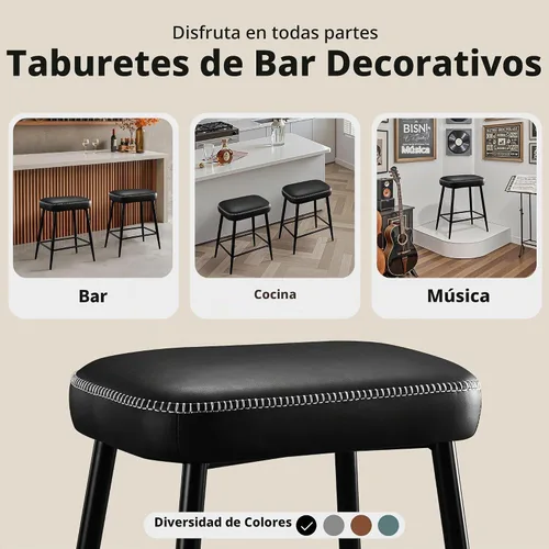 Vista 7 de STOOLINK Juego de 2 taburetes de bar de 24 pulgadas de altura de mostrador para isla de cocina, taburetes de bar de cocina modernos con base