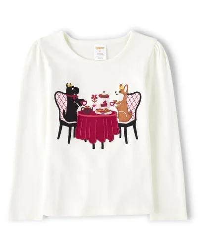 Vista 8 de Gymboree Camisetas de manga larga bordadas para otoño y vacaciones para niñas y niños pequeños Perfume negro