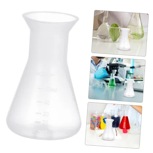 Vista 3 de iplusmile Conjunto de frasco químico Erlenmeyer de 5 piezas de plástico para estudiantes de ciencias