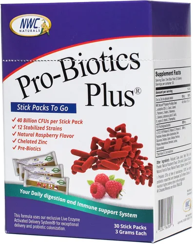 Vista 6 de Pro-Biotics Plus Stick Pack, On The Go Pro-Biotic Powder Packs para hombres, mujeres y niños, apoyo al sistema inmunológico, suplemento natural