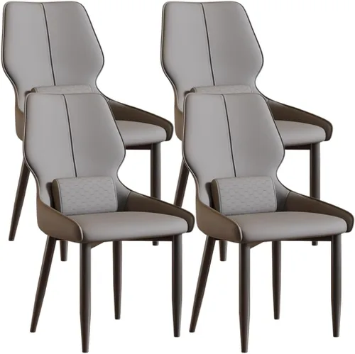 Vista 14 de YVYKFZD Juego de sillas de comedor de cuero, sillas de comedor con patas de metal, sillas de cocina tapizadas, silla minimalista sin brazos
