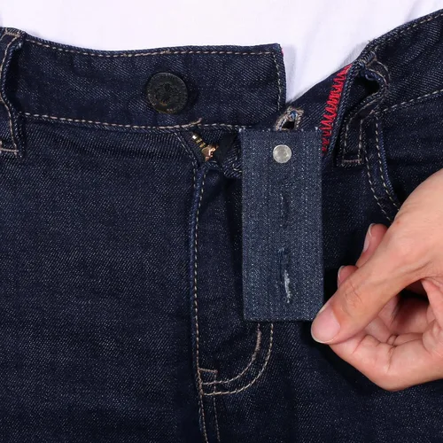 Vista 4 de TOODOO Extensor de cintura de jeans de 6 piezas, extensor de cintura azul, extensor de cintura con botón de metal para pantalones, jeans, pantalones