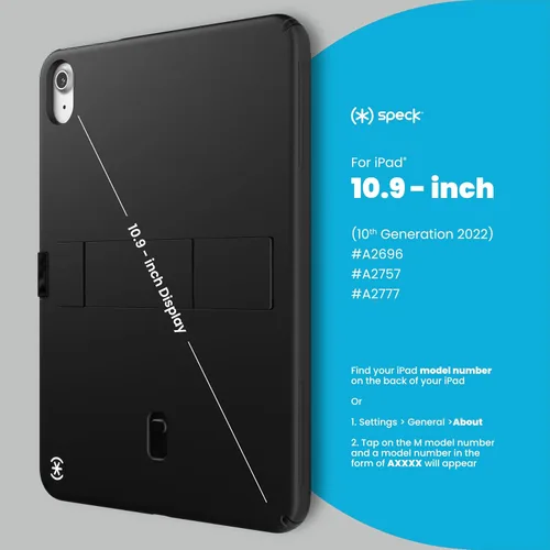 Vista 6 de Speck Funda y soporte para tablet iPad de 10.9 pulgadas, resistente a los arañazos, protección contra caídas y soporte de liberación rápida