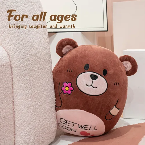 Vista 4 de Almohada de peluche de 14.5 pulgadas, con diseño de oso de peluche suave, regalo para niños, niñas y niños después de la cirugía